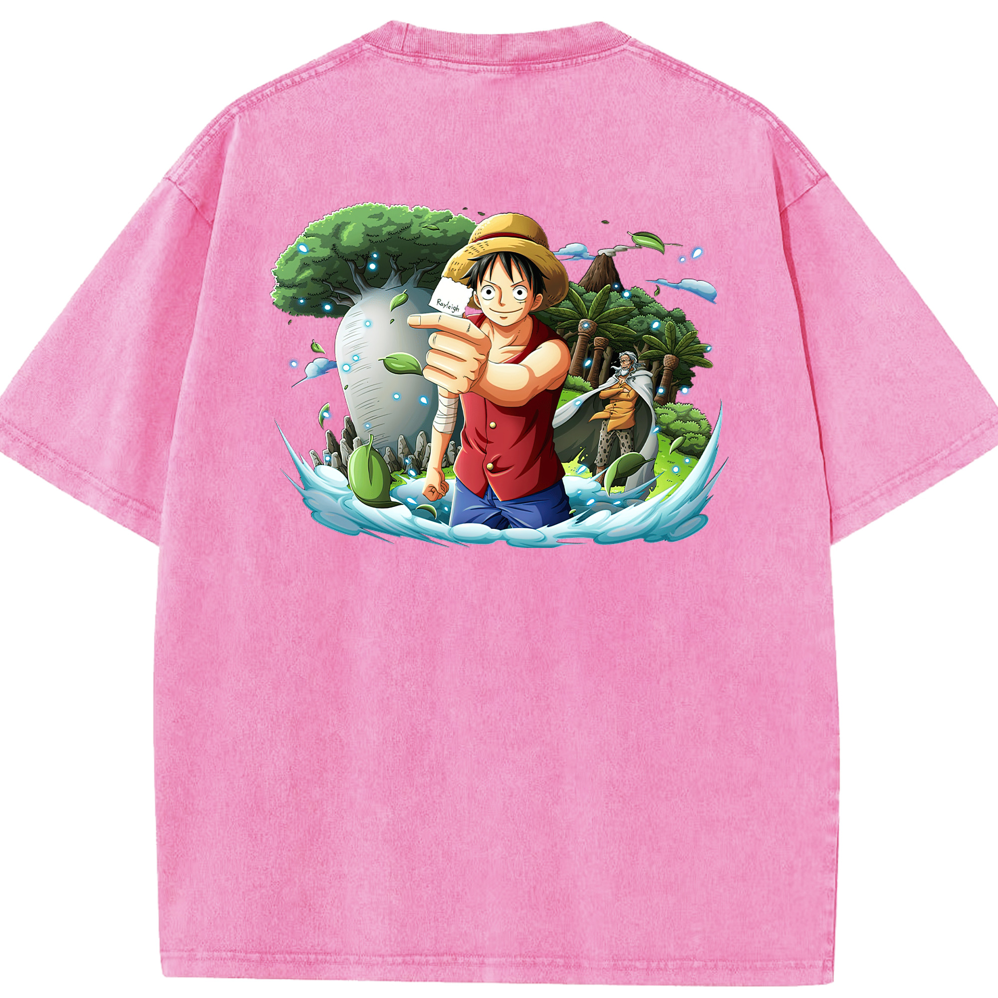 ワンピース モンキー・D・ルフィ ONE PIECE Monkey D. Luffy 綿100% ヴィンテージ風 半袖Tシャツ（背面プリント）